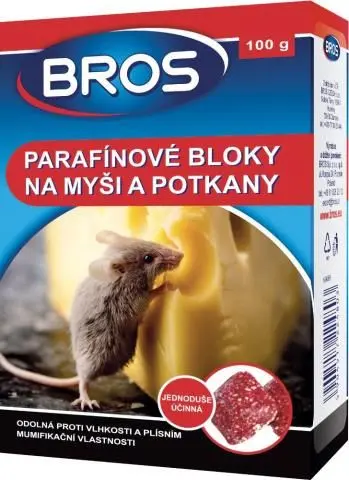 BROS rodenticid parafínové bloky na myši a potkany 100g