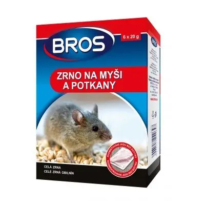 BROS rodenticid zrno na myši a potkany 6x20g