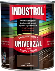 Industrol S2013 univerzál lesk vrchní barva na kov a dřevo, 2320 kávově hnědá, 750 ml