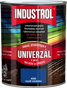 Industrol S2013 univerzál lesk vrchní barva na kov a dřevo, 4550 modř návěstní, 750 ml