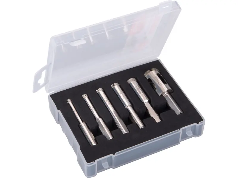 korunky vykružovací diamantové na sklo a keramiku sada 6ks, O 6-8-10-12-14-20mm