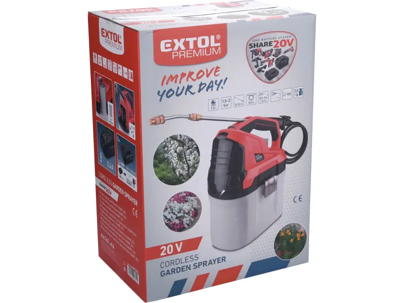 postřikovač tlakový aku 7,5l SHARE20V, 20V Li-ion, 2000mAh