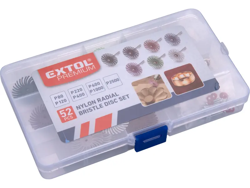 disky radiální štětinové, sada 52ks, P80, P120, P220, P400, P600, P1000, P2500