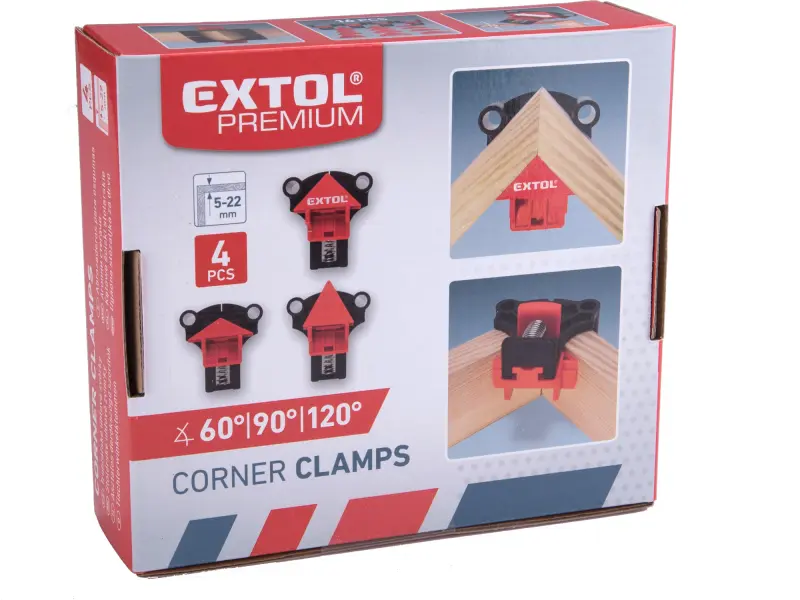 svěrky úhlové truhlářské, sada 4ks, 60°-90°-120°