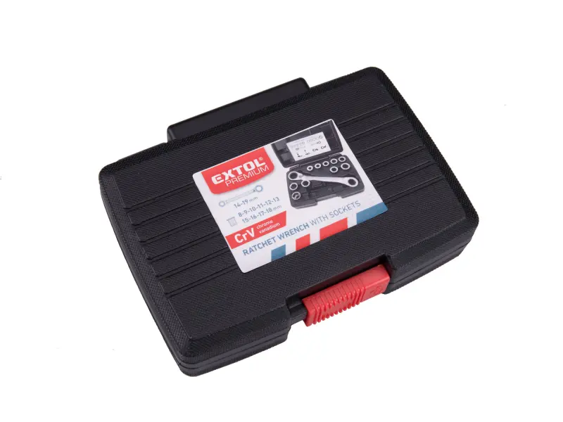 klíč ráčnový tvarovaný a vložky, sada 11ks, 8-19mm, CrV