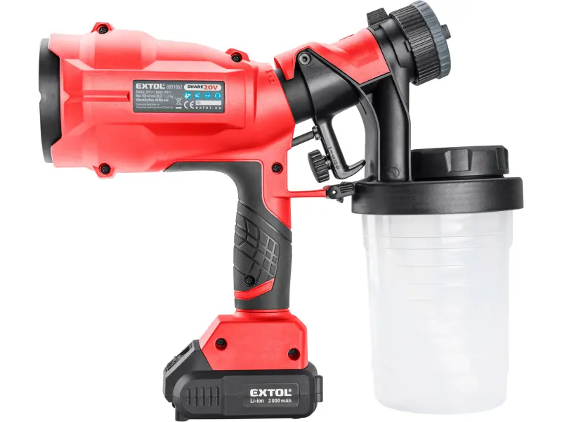 pistole stříkací HVLP aku SHARE20V, 20V Li-ion, 2Ah
