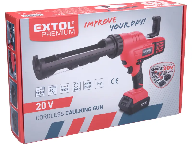 pistole vytlačovací, vaničková aku SHARE20V, 20V Li-ion, 2Ah