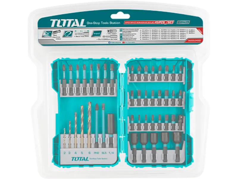 Vrtáky a hroty, sada 45ks, industrial