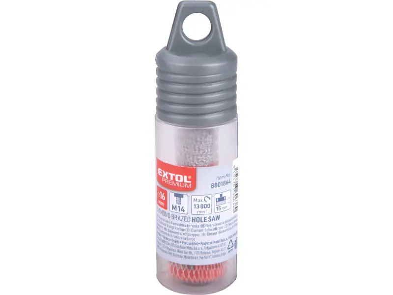 korunka vykružovací diamantová, O 16mm, závit M14