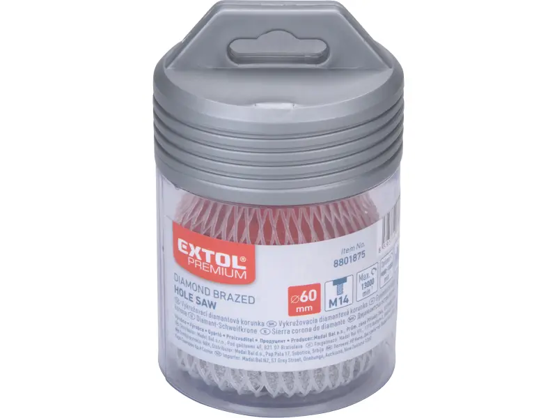 korunka vykružovací diamantová, O 60mm, závit M14