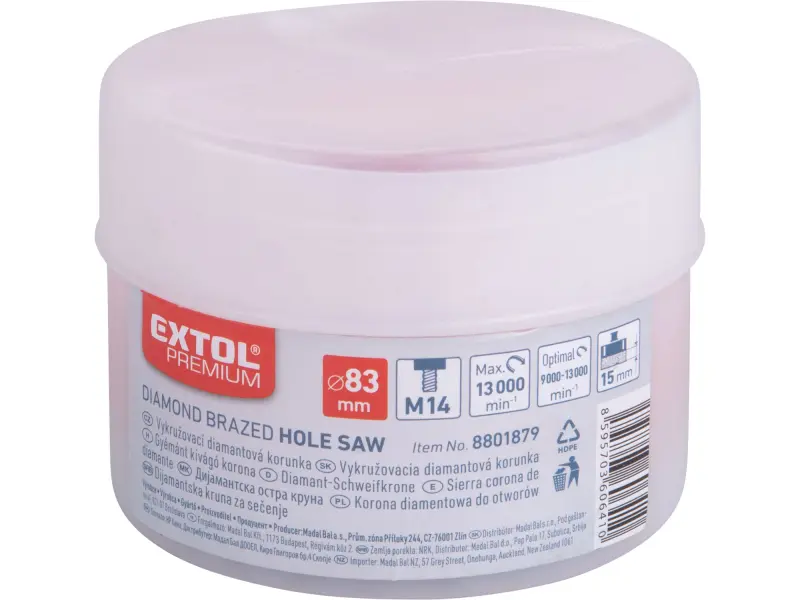 korunka vykružovací diamantová, O 83mm, závit M14