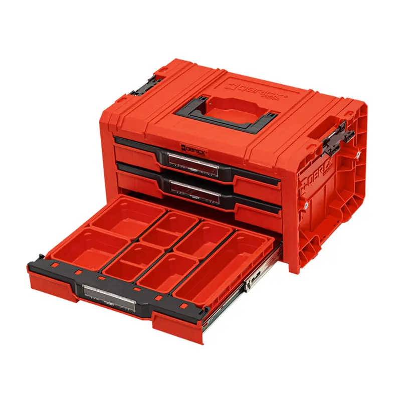Box s organizérem Qbrick PRO Drawer 3 Toolbox 2.0 Expert RED Ultra HD Custom | 450x310x244 mm