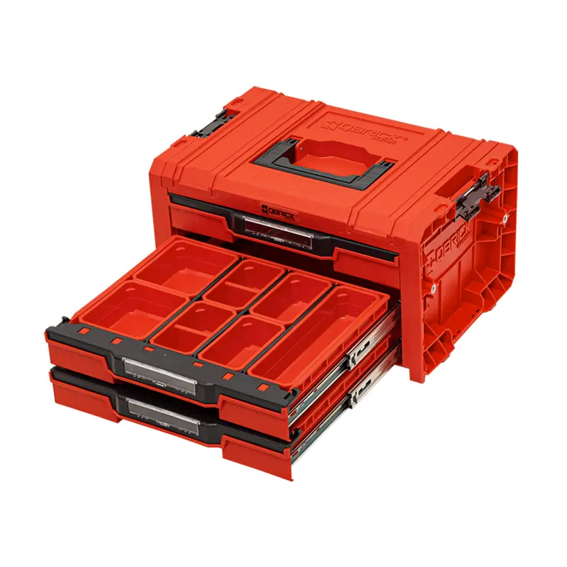 Box s organizérem Qbrick PRO Drawer 3 Toolbox 2.0 Expert RED Ultra HD Custom | 450x310x244 mm