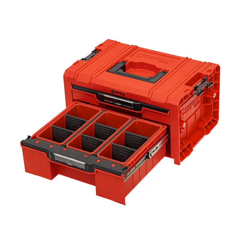 Box s organizérem Qbrick PRO Drawer 2 Toolbox 2.0 Expert RED Ultra HD Custom | 450x310x244 mm