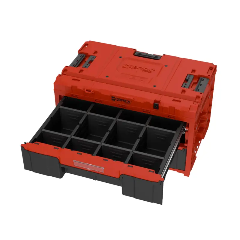 Box s organizérem plastový Qbrick ONE 2.0 DRAWER 2 TOOLBOX RED Ultra HD Custom, 2 zásuvky | 587x380x340 mm