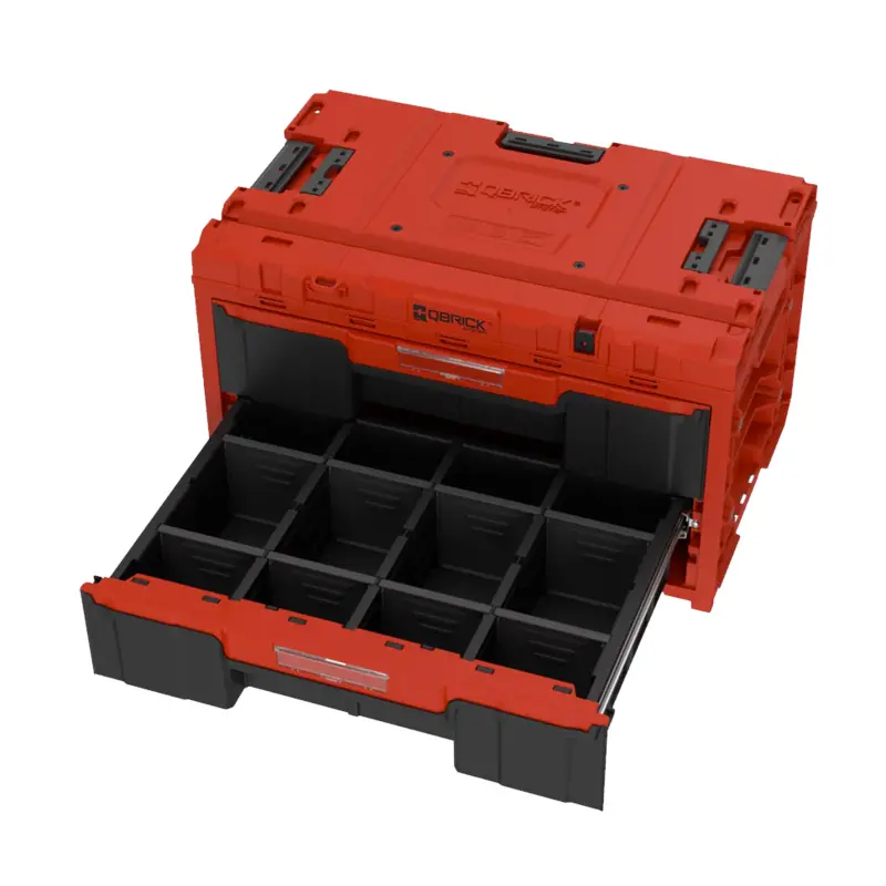 Box s organizérem plastový Qbrick ONE 2.0 DRAWER 2 TOOLBOX RED Ultra HD Custom, 2 zásuvky | 587x380x340 mm