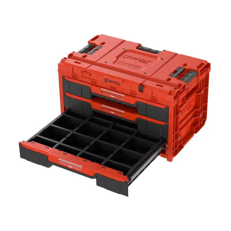 Box s organizérem plastový Qbrick ONE Drawer 3 Toolbox 2.0 Red Ultra HD Custom, 2 zásuvky | 587x380x340 mm