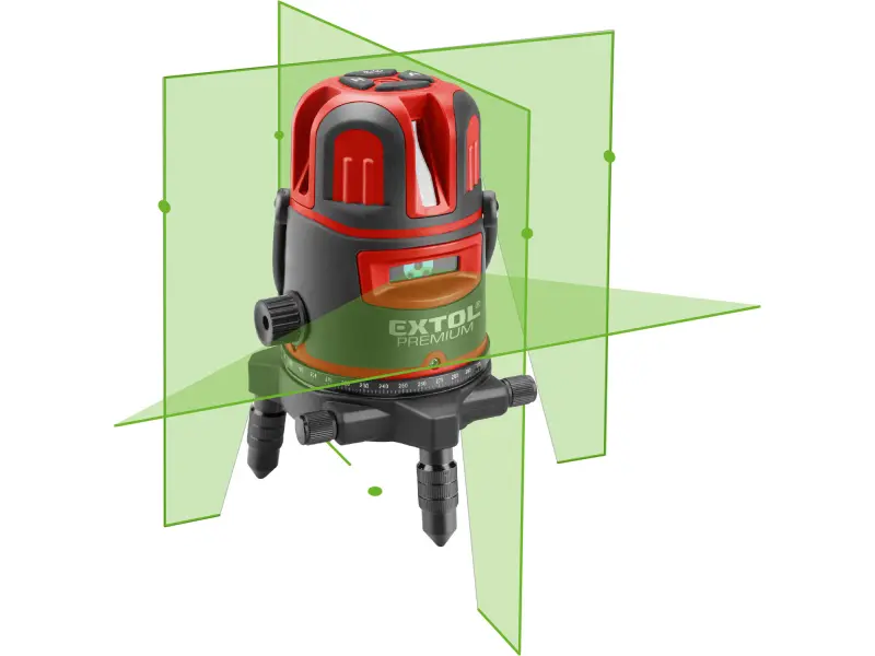laser zelený liniový, křížový samonivelační, 1H x 4V (+6D)