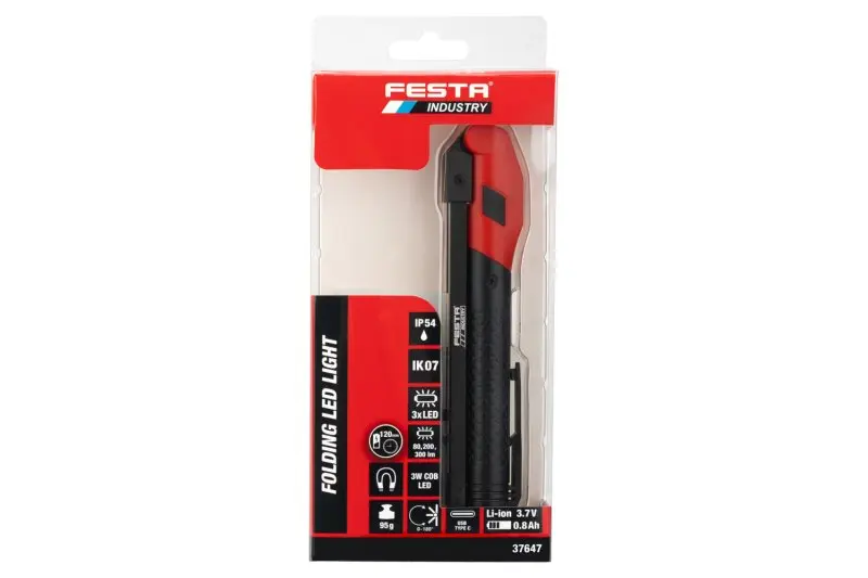 Svítilna FESTA INDUSTRY  LED výklopná 300lm IP54 s magnetem Li-ion 3.7V/0.8Ah