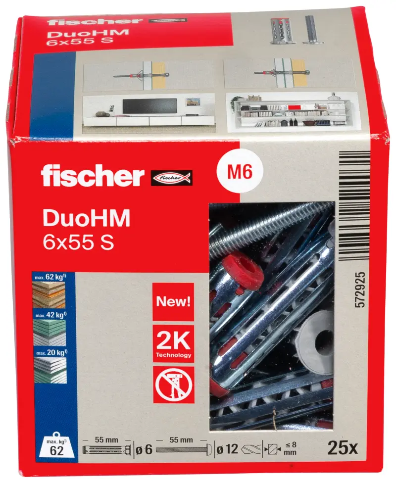 fischer DuoHM 6x55 S PH TX se šroubem s plochou hlavou TX