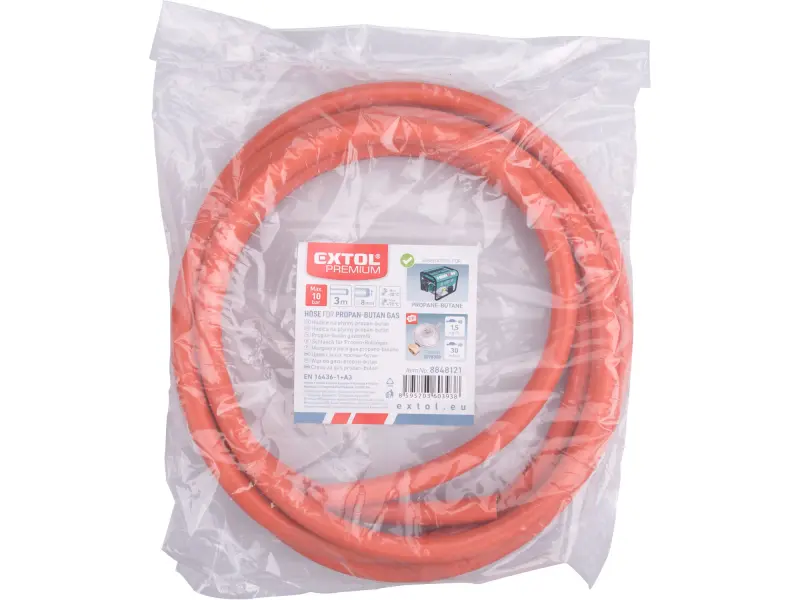 hadice na plynný propan-butan bez koncovek, délka 3m, vnitř. průměr 8mm