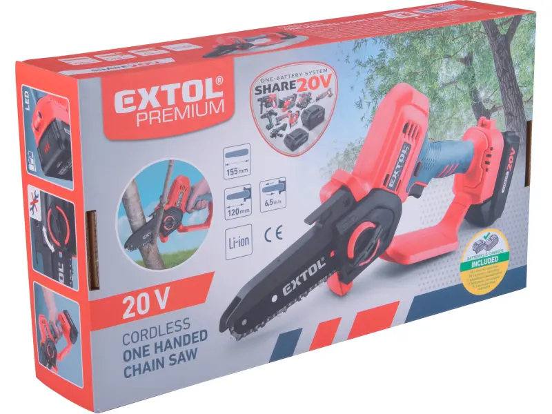 pila řetězová aku jednoruční SHARE20V, 12cm, 20V Li-ion, 2Ah