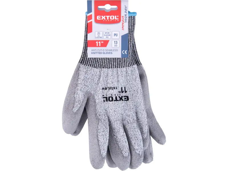 rukavice s vysokou odolností proti prořezu, polomáčené v PU, velikost 11