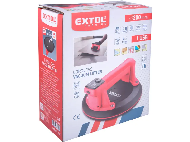 přísavka aku s automatickým udržováním podtlaku, USB nabíjení