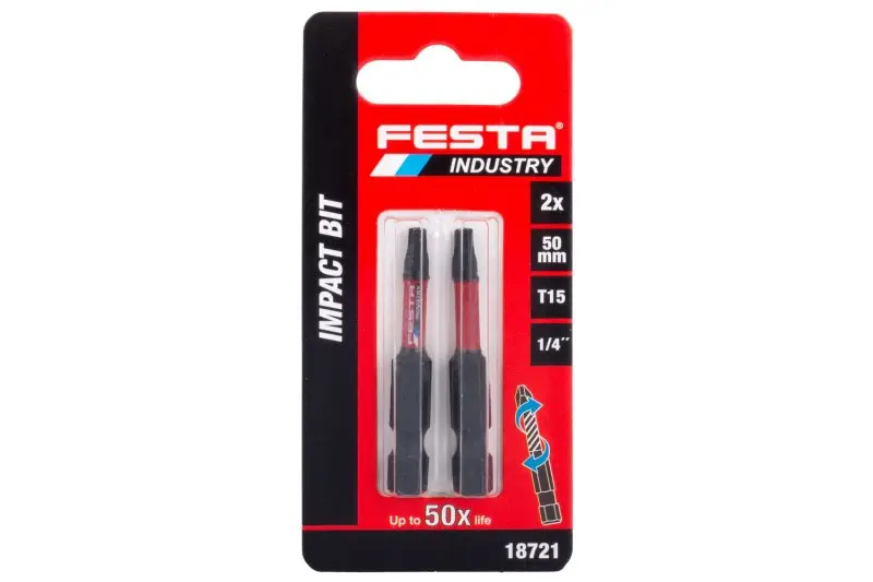 Torzní bit FESTA INDUSTRY T15 50mm S2 1/4" 2ks