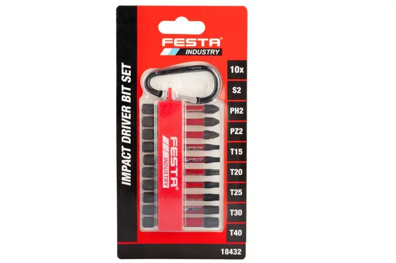 Sada torzních bitů FESTA INDUSTRY PH-PZ-TORX S2 1/4" 50mm 10ks