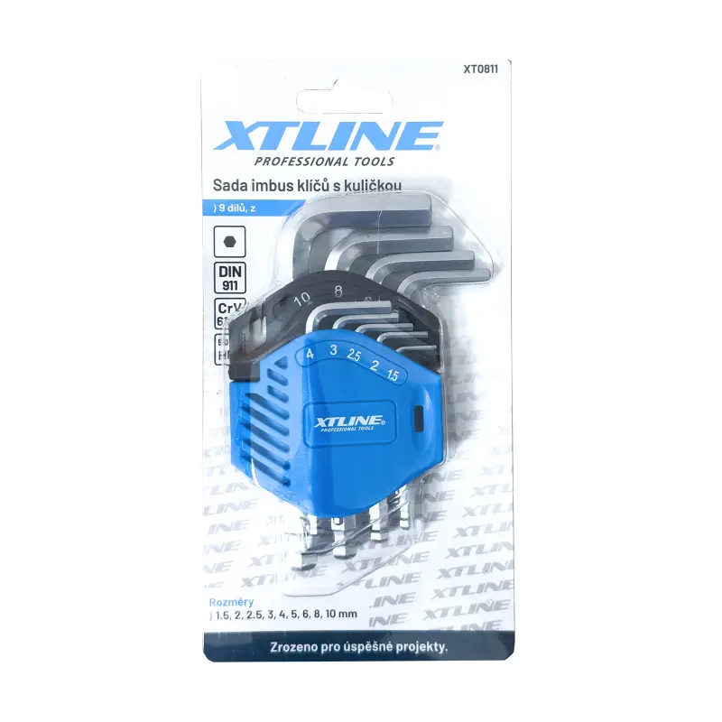 Sada IMBUS klíčů s kuličkou 9 dílů | 1.5-10 mm