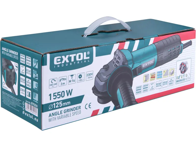 bruska úhlová s regulací rychlosti, 125mm, BRUSHLESS, 1550W
