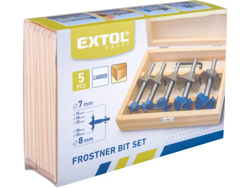 frézy-sukovníky, do dřeva s hloubk. dorazem, sada 5ks,, ⌀15-20-25-30-35mm