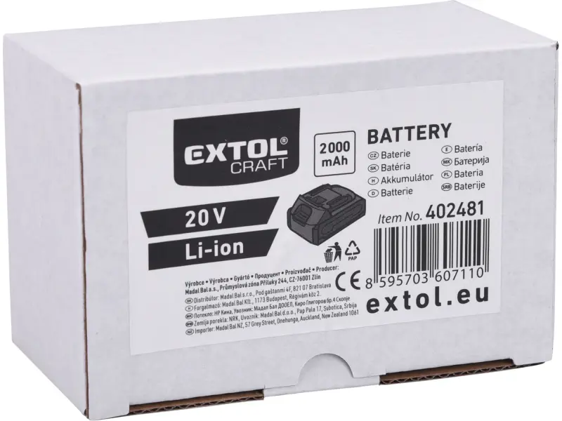 baterie akumulátorová, 20V Li-ion, 2Ah