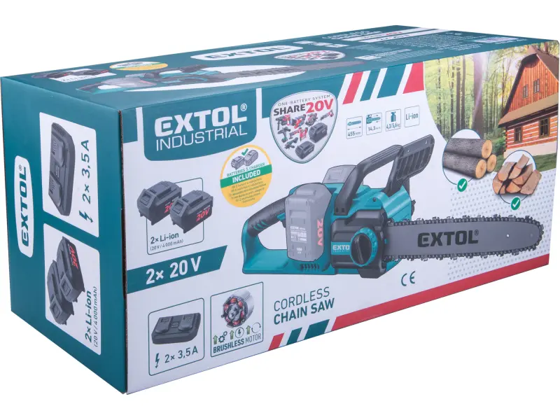 pila řetězová aku SHARE20V, 40cm, BRUSHLESS, 2x4Ah