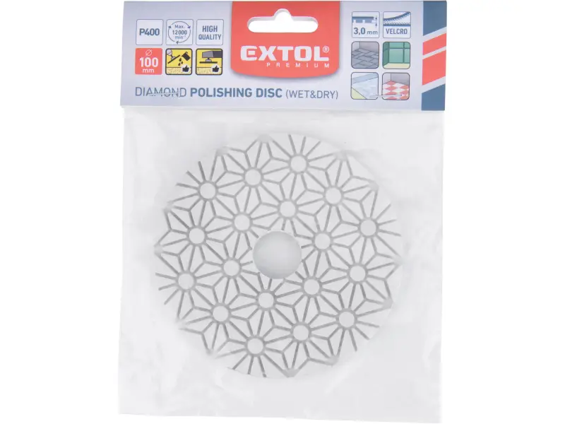 kotouč diamantový leštící na obklady, O100mm, P400, suchý zip