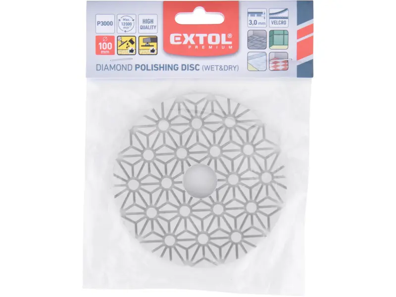 kotouč diamantový leštící na obklady, O100mm, P3000, suchý zip