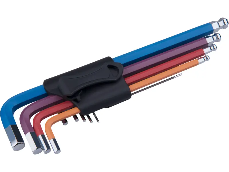 L-klíče IMBUS prodloužené barevné, sada 9ks, s kuličkou, 1,5-10mm, S2