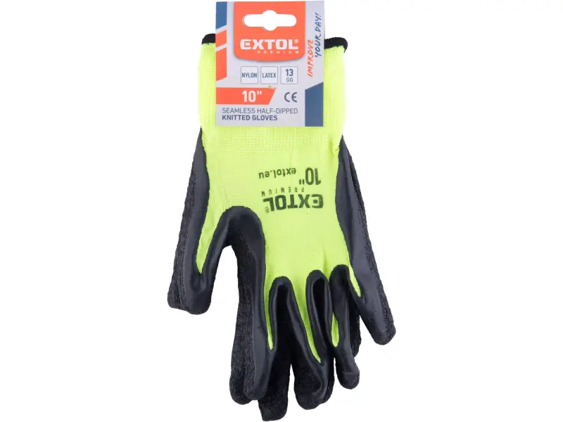 rukavice nylonové, bezešvé, polomáčené v latexu, velikost 10