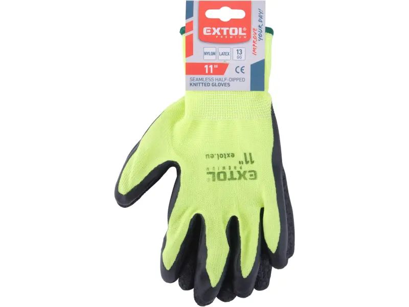 rukavice nylonové, bezešvé, polomáčené v latexu, velikost 11