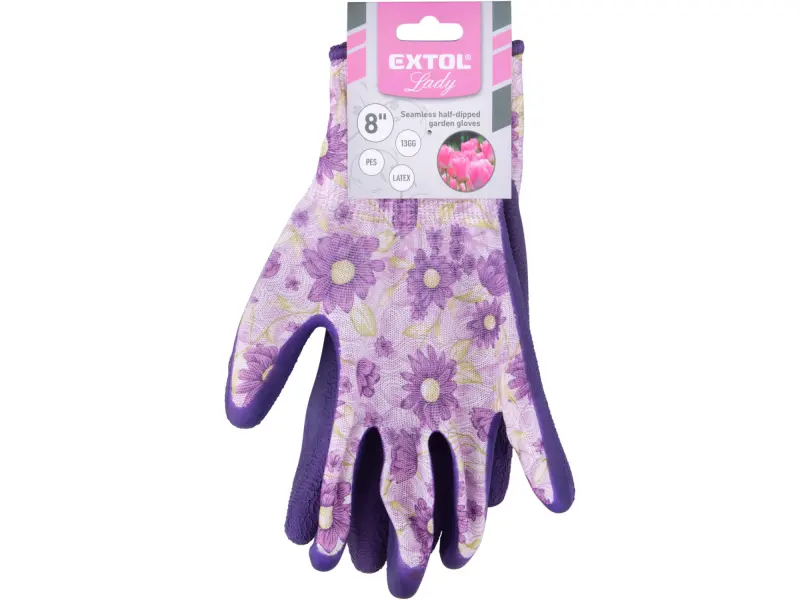 rukavice polyesterové, bezešvé, polomáčené v latexu, velikost 8