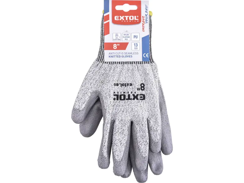 rukavice s vysokou odolností proti prořezu, polomáčené v PU, velikost 8