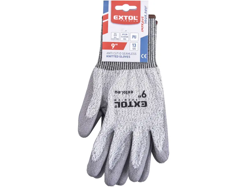 rukavice s vysokou odolností proti prořezu, polomáčené v PU, velikost 9