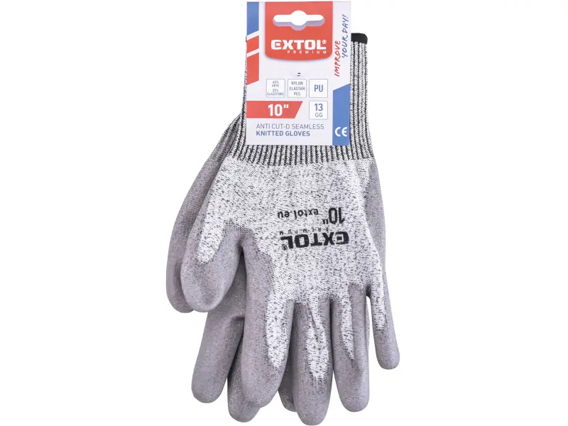rukavice s vysokou odolností proti prořezu, polomáčené v PU, velikost 10