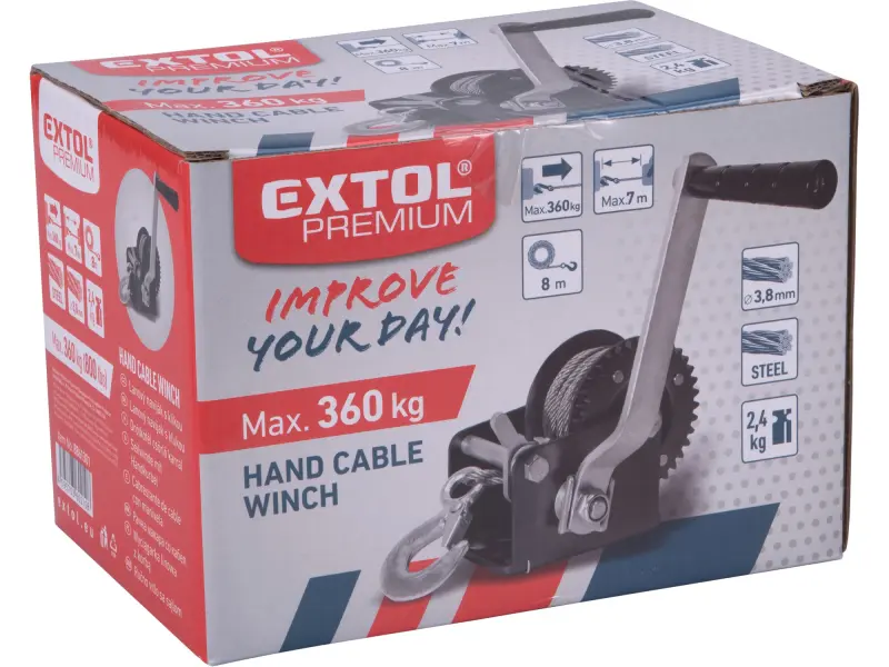 naviják lanový s klikou, do 360kg/8m lanko