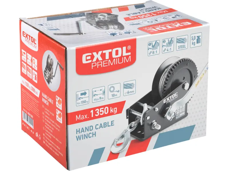 naviják lanový s klikou, do 1350kg/10m lanko