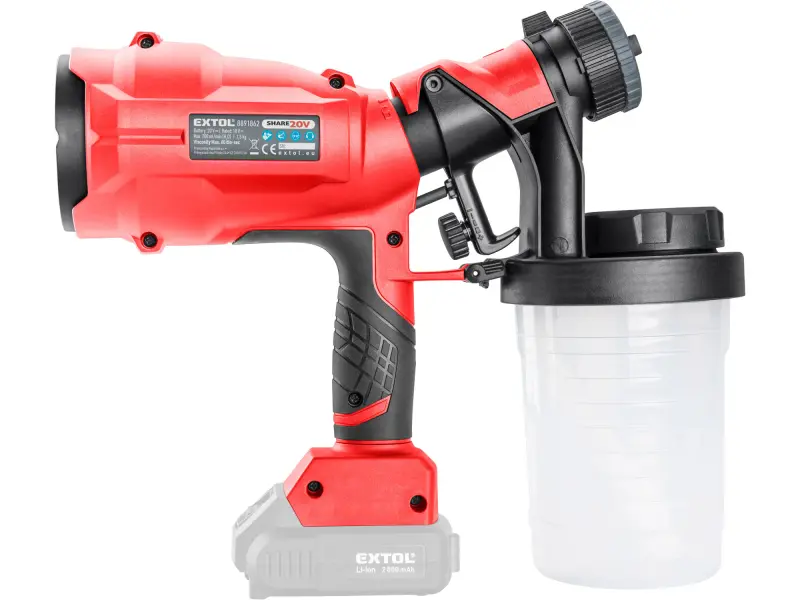 pistole stříkací HVLP aku SHARE20V, 20V Li-ion, bez baterie a nabíječky