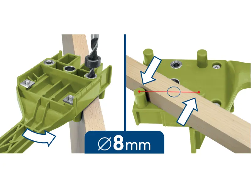 kolíkovací přípravek sada 44ks, s vrtáky a kolíky O 6-8-10mm