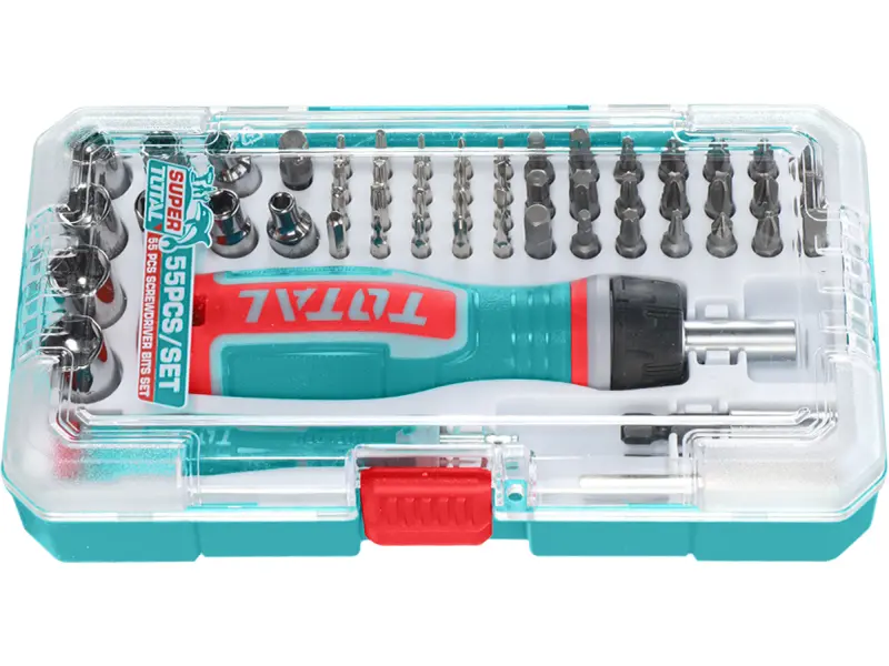 Šroubovák ráčnový a hodinářsky s ořechy a hroty, sada 55ks, industrial