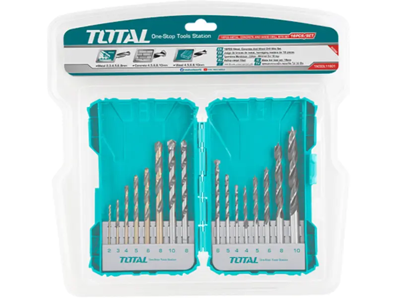 Vrtáky, kombinovaná sada, 16ks